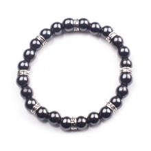 Hématite 8mm perles Bracelet en acier inoxydable alliage breloque pour hommes